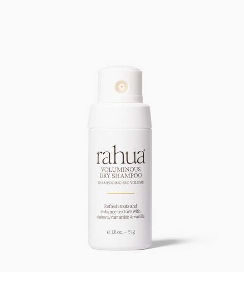 Rahua voluminous dry shampoo bottle on a white background